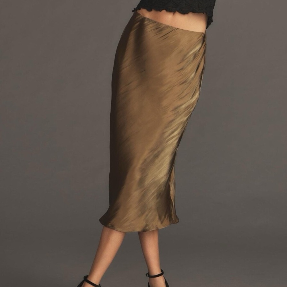 Anthropologie Liquid Shine Bias - Cut Skirt Size Small NWT